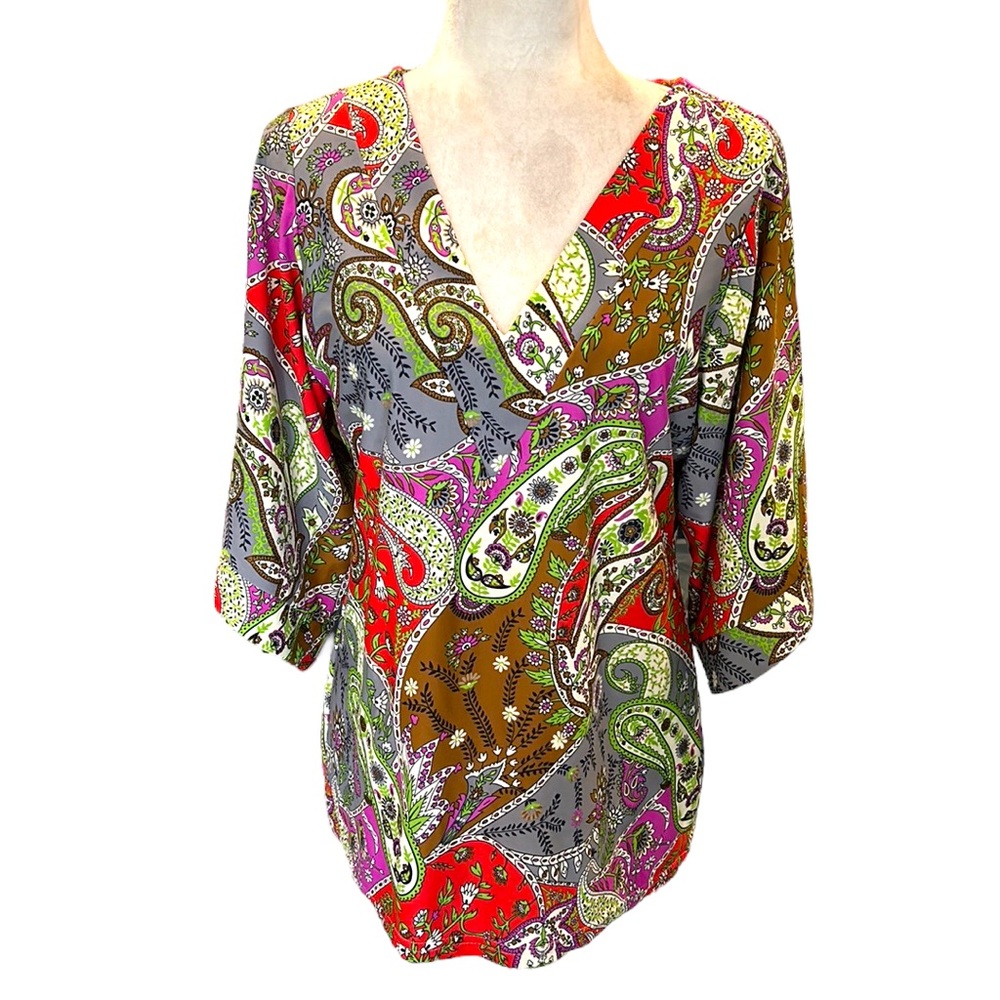 Jude Connally Maria Paisley Kimono Sleeve Tunic Top - L